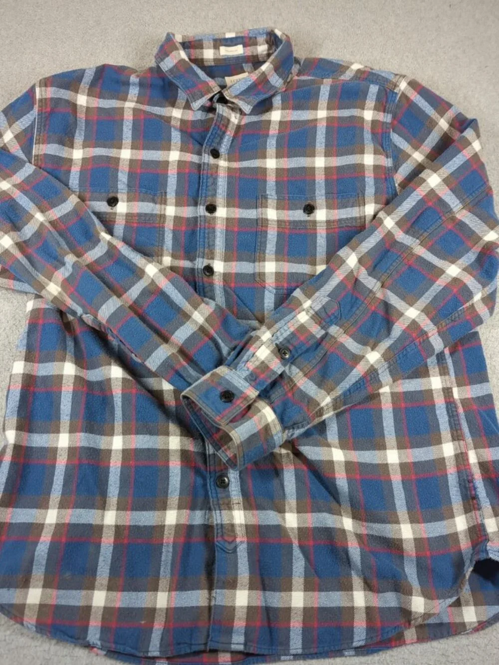 J. Crew Shirt Men's Large Plaid Long sleeve Tailored Fit Flannel Button Up
